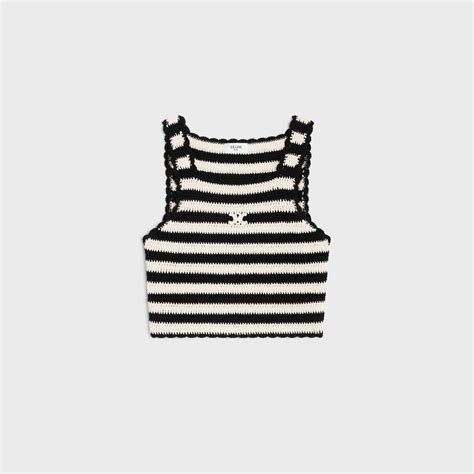 celine crop|triomphe striped crop top in crocheted cotton .